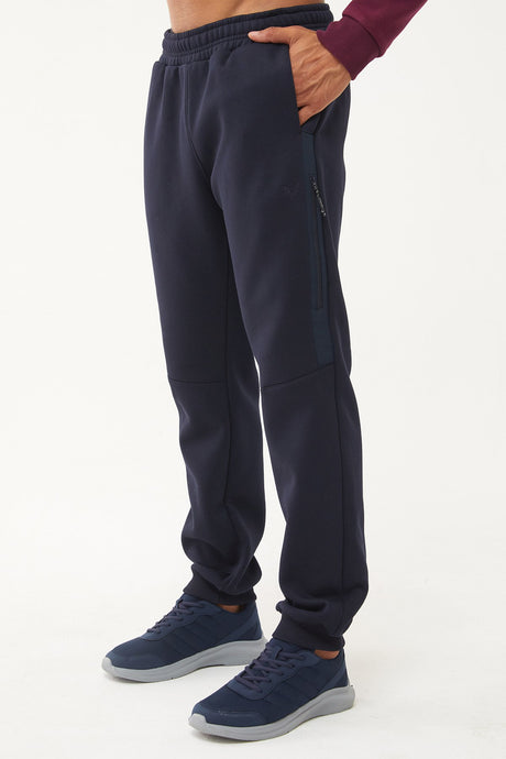 Men's Navy Blue Ribbon Leg 3 Thread Charcoal Winter Pocket Tracksuit Pants 1662 Tb23ml05w1662-1