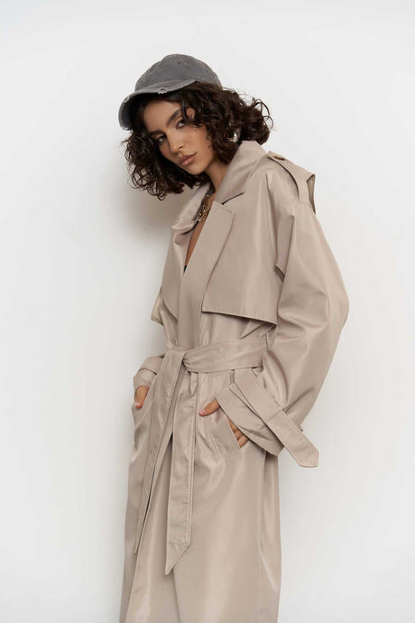 Femme Women Gray Oversize Trench Coat 1244