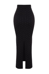 Black Gluing Stone Midi Knitted Skirt Twoaw24et00243