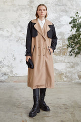 Double Color Apolet Detail Trench Coat - Navy Ms00ant22634