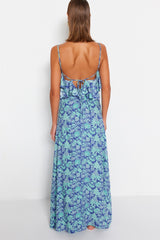 Floral Print Maxi Woven Ruffle Beach Dress Tbess19wy0004