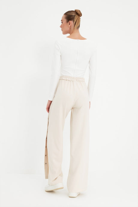 Stone Wide Leg/wide Leg Sides Buttoned Woven Pants Twoss20pl0398