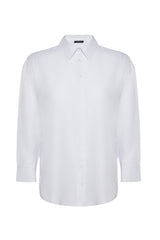 White Boyfriend Woven Shirt Tbbss22go0323