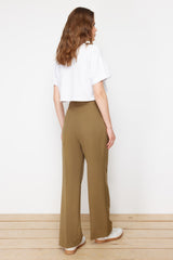 Black Wide Leg/wide Leg Label Detailed Woven Pants Twoss24pl00082