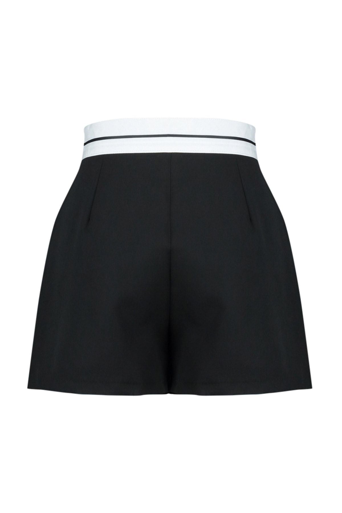 Black Waist Detailed Woven Shorts Skirt Twoaw24sr00009