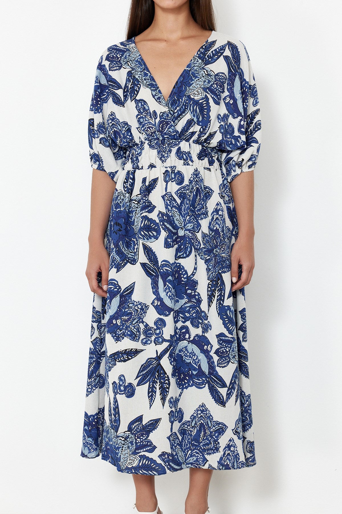 Blue Floral Woven Dress Twoss24el01028