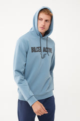 Men's Navy Blue Front Flock Printed Hooded Pocket Casual And Sports Sweatshirt 1541 Tb23ml11w1541-1