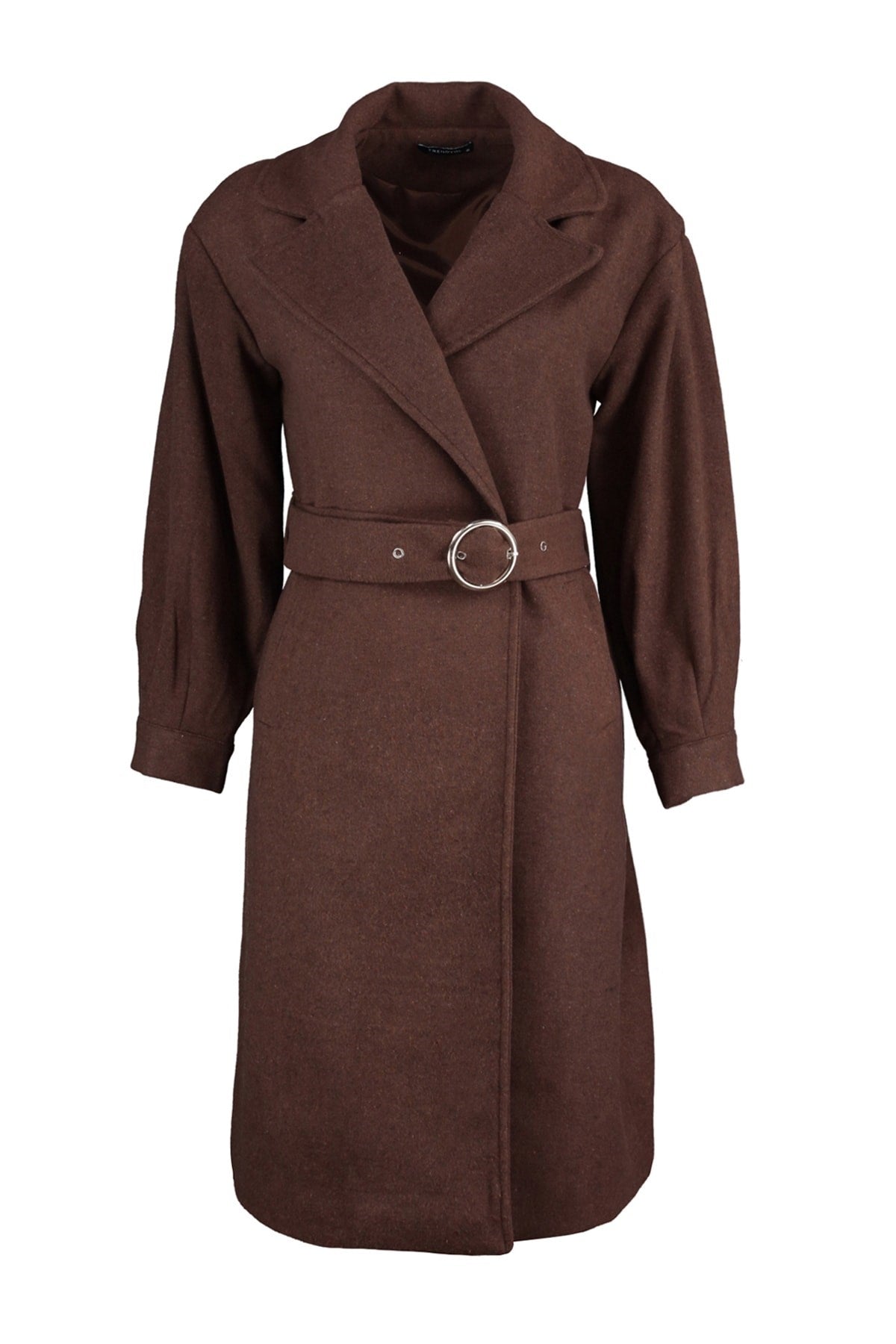 Stone Round Belt Long Woolen Cashmere Coat Twoaw20kb0029