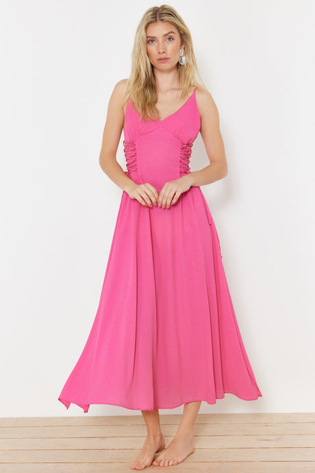 Fuchsia Maxi Woven Beach Dress Tbess24el00098