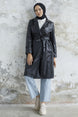 Darina Belted Leather Trench - Black Ms00or8120