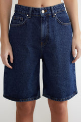 Blue High Waist Denim Shorts & Bermuda Twoss24sr00016