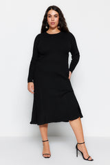 Brown Crew Neck Knitwear Dress Tbbaw24ah00021