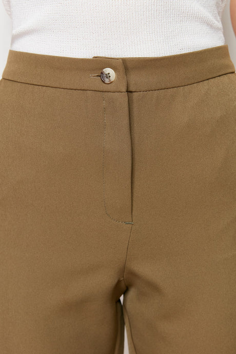 Khaki Cigarette Butt Stitched Woven Pants Twoss24pl00124