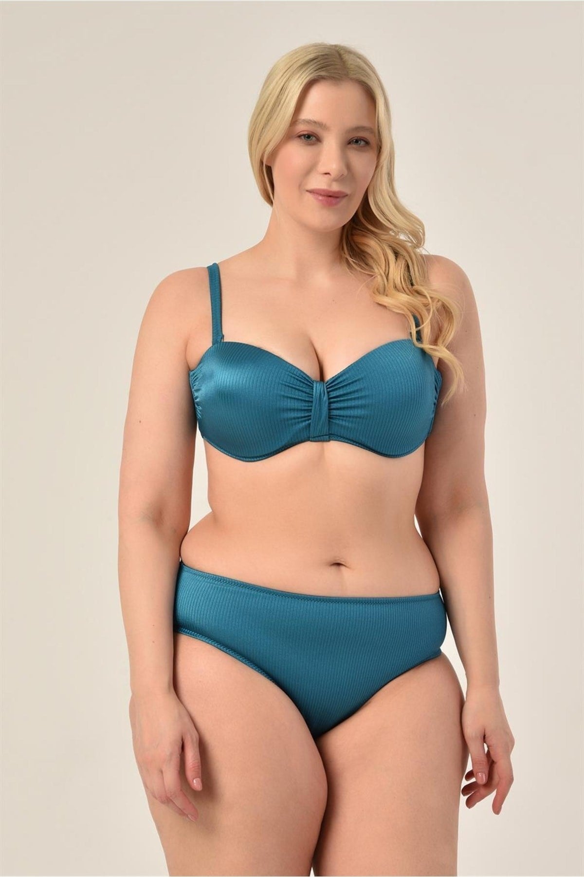 Women's Mint Green Plus Size Thick Strapless Bikini Set 20231988