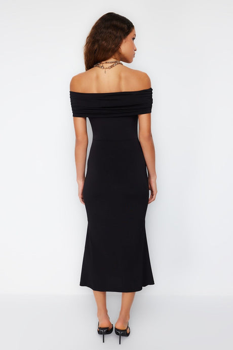 Black Body Sitting Knitted Elegant Evening Dress Tprss24el00113