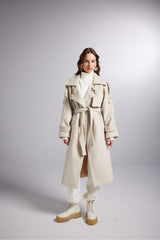 Accessory Detailed Wool Blend Maxi Size Woody Coat Ecru Hlwoodycoat