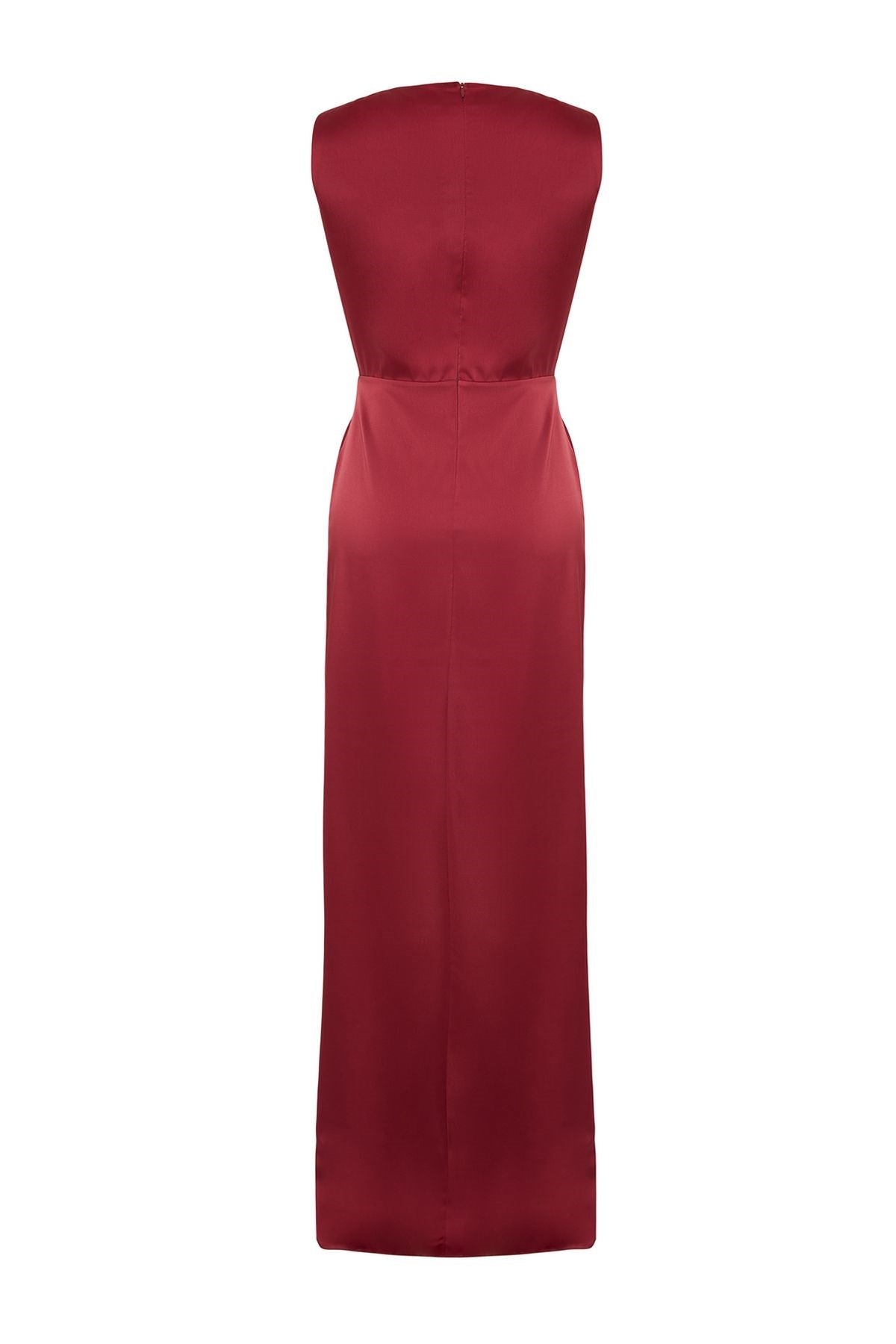 Burgundy Satin Long Night Evening Dress Tprss24ae00038