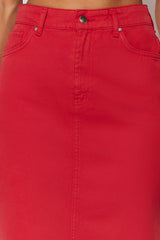 Red Slit Maxi Denim Skirt Twoss24et00085