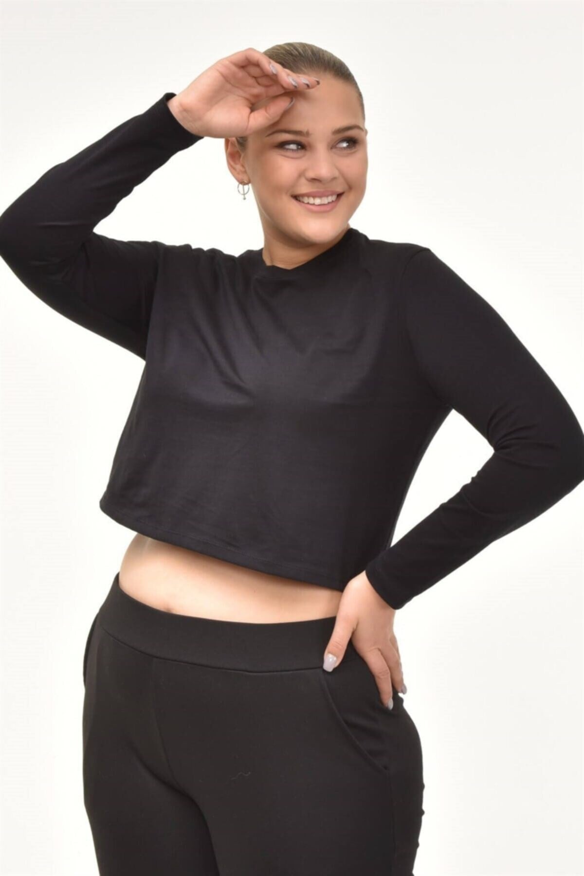 Long Sleeve Basic Crop Tshirt-white Ts2117