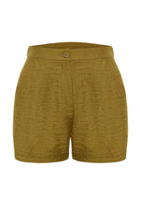 Camel Pocket Detailed Woven Linen Look Shorts Twoss24sr00018