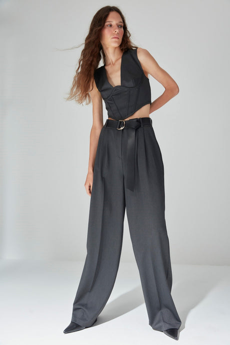 Anthracite Loose Leg Woven Pants Tpraw23pl00016