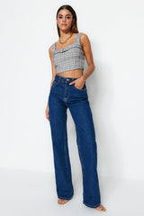 Black High Waist Wide Leg Jeans Twoss23je00068