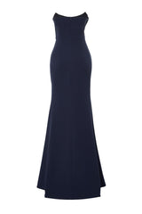 Black Collar Detailed Long Evening Evening Dress Tprss21ae0121