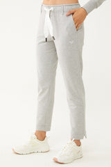 Women's Grey Melange Narrow Leg Organic Cotton Sports Tracksuit Bottoms 0667 Tb23wy05s0667-1