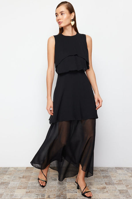 Black Chiffon Elegant Evening Dress Tprss24ae00057