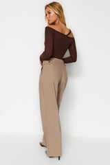 Beige Wide Leg/wide Leg Woven Pants Twoaw24pl00129