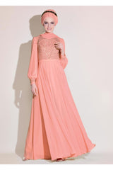 Women's Coral Chiffon Evening Dress T 5426 19yabltr5426