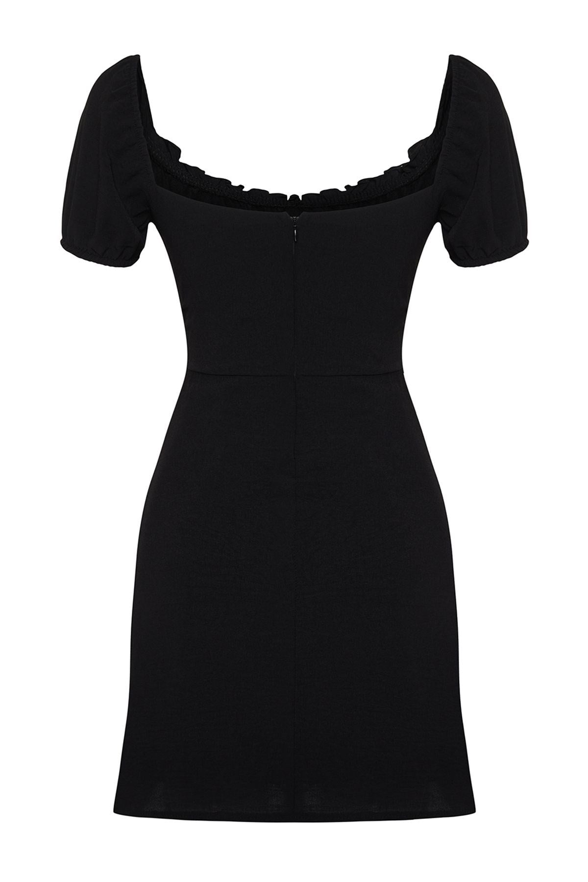 Black Plain Bodycone Crepe Mini Woven Dress Twoss24el00874