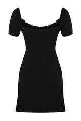 Black Plain Bodycone Crepe Mini Woven Dress Twoss24el00874