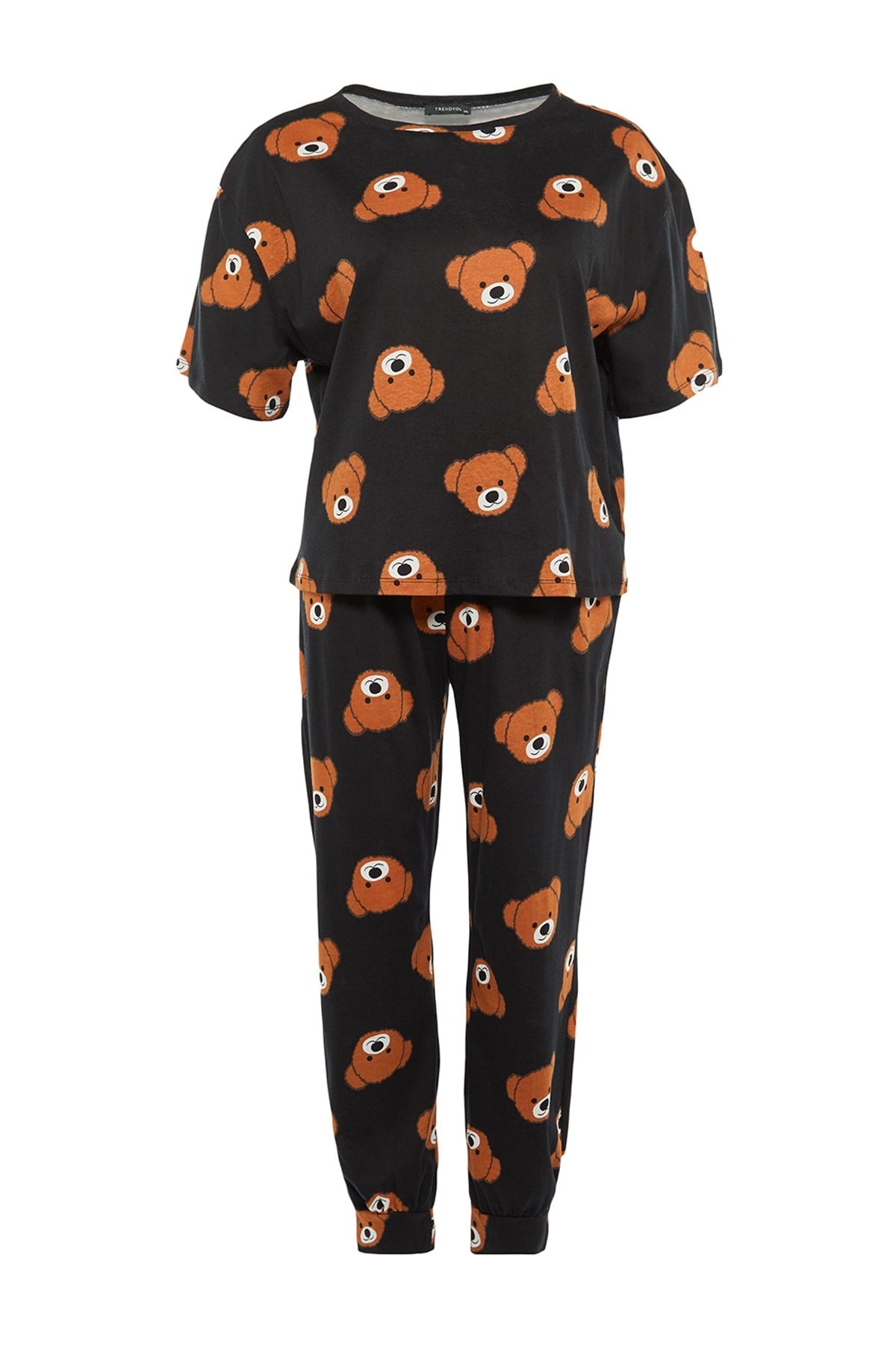 Anthracite Teddy Bear Pattern Knitted Pajama Set Tbbaw23ai00039