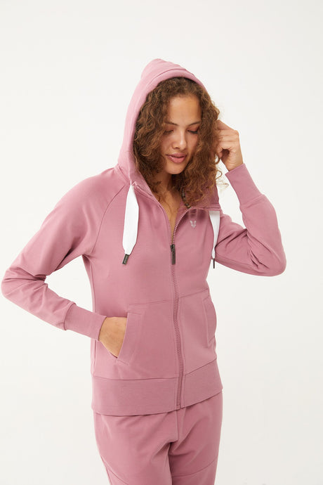 Women's Salmon Organic Cotton Zipper Hooded Sports Tracksuit Top 0728 Tb23wy06s0728-1