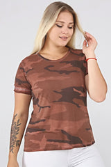 Camouflage Printed Sleeve End Staple Printed Tshirt-oil Sea-ts2127