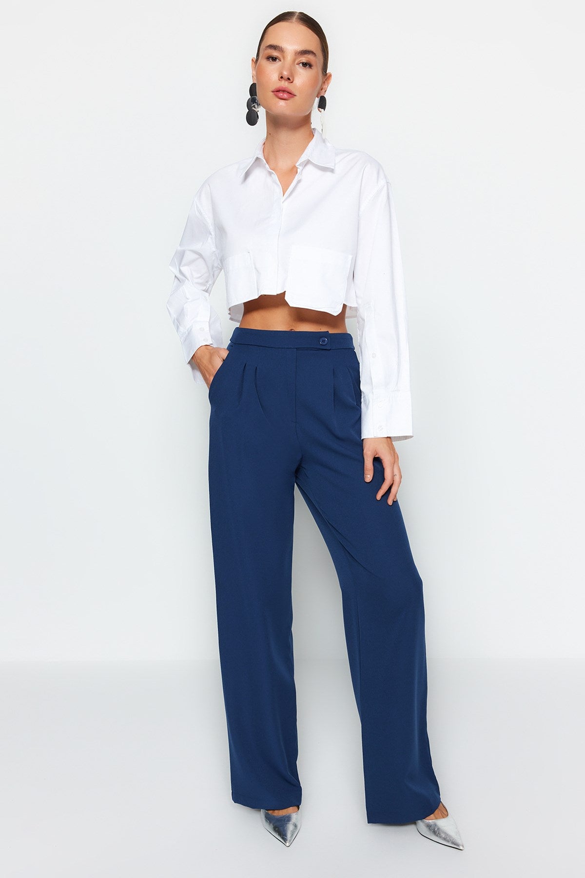 Oil Wide Leg Wide Leg High Waist Woven Pants Twoaw22pl0066