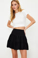 Black Flounce Modal Content Mini Woven Skirt Twoss24et00017