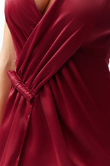 Burgundy Satin Long Night Evening Dress Tprss24ae00038