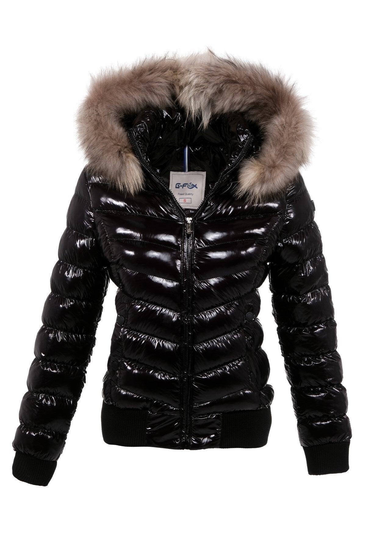 Women's Short Removable Fur Hooded Padded Water Repellent Inflatable Coat 8637 Gfx8637