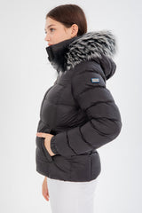 Women's Short Removable Fur Hooded Padded Inflatable Coat 8347 Gfx8347