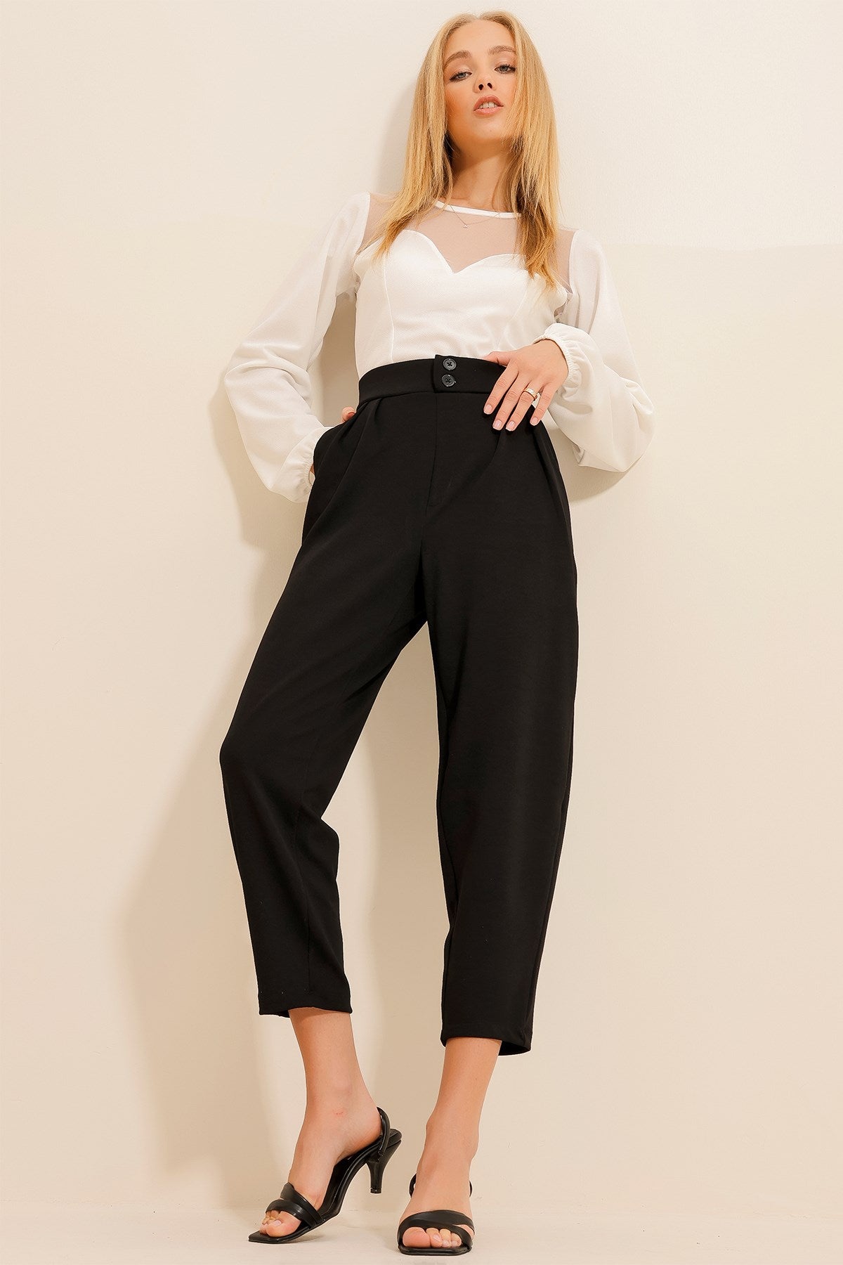 Women's Coffee High Waist Carrot Pants Alc-x11148