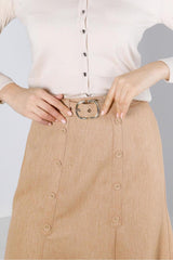 Women's Brown (camel) Belted Skirt T 60335 23ketktr60335