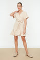 Stone Belted A Cut Skirt Ruffle Mini Woven Dress Twoss20el0944