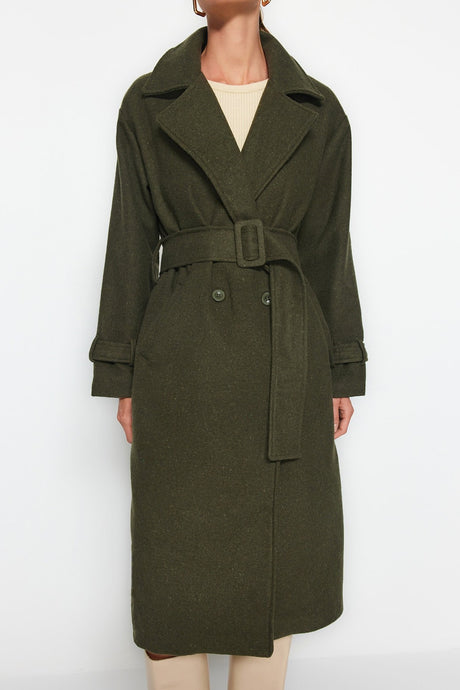 Mink Oversize Wide Cut Belt Long Woolen Cashmere Coat Twoaw22kb0015