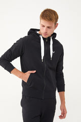 Men's Navy Organic Cotton Pocket Zipper Hooded Casual And Sports Tracksuit Top 0802 Tb23my06s0802-1