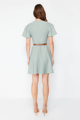 Mint Belted Skirt Ruffle Mini Woven Dress Twoss24el00603