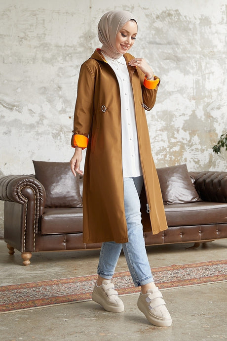 Neon Trench Hooded Sweatshirt At Waist - Taba\ Orange Ms00or12093