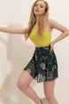 Women's Khaki Waist Elastic Pattern Inner Shorts Lined Tulle Skirt Alc-x8129