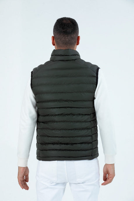 Men's Hooded Padded Straight Collar Zipper Lined Inflatable Vest 9777 Gfx9777